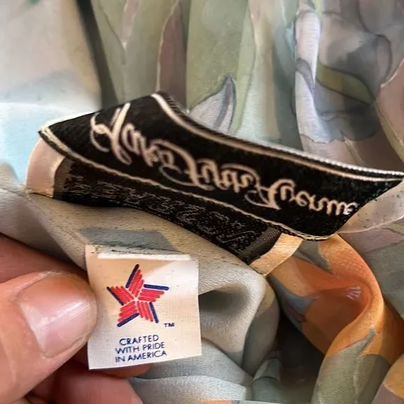 VTG William Pearson 70s Maxi Dress Size 8 Long balloon Sleeve flower Print funky - Picture 15 of 16